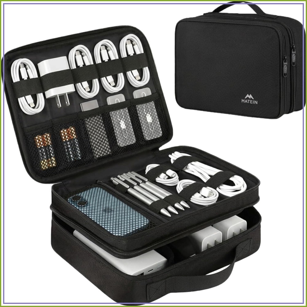 Tablet Accessories Bag - Electronics Organizer Travel Case, Water Resistant